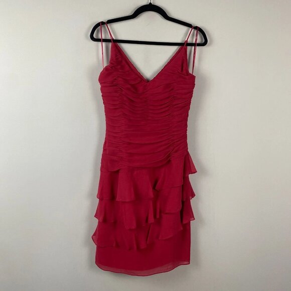 Talbots Silk Ruffle Dress Size 6P Red Sleeveless Lined - Picture 1 of 11